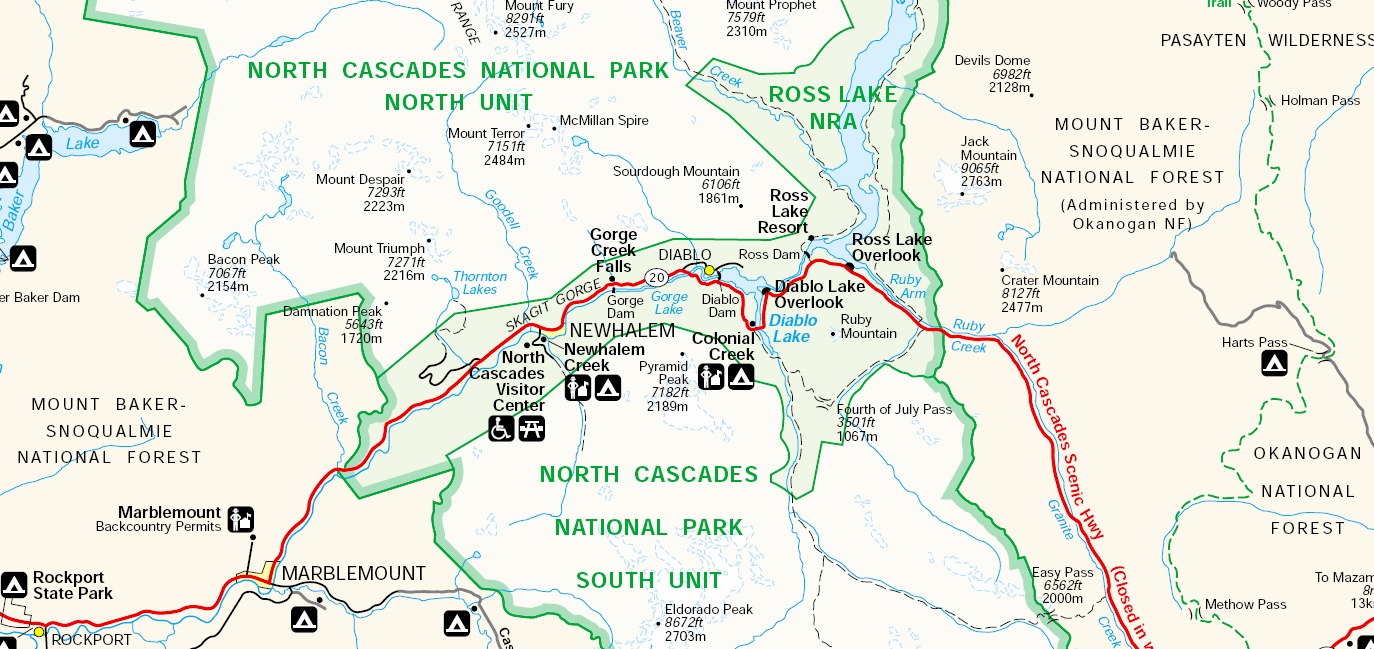 Carte du parc national de North Cascades